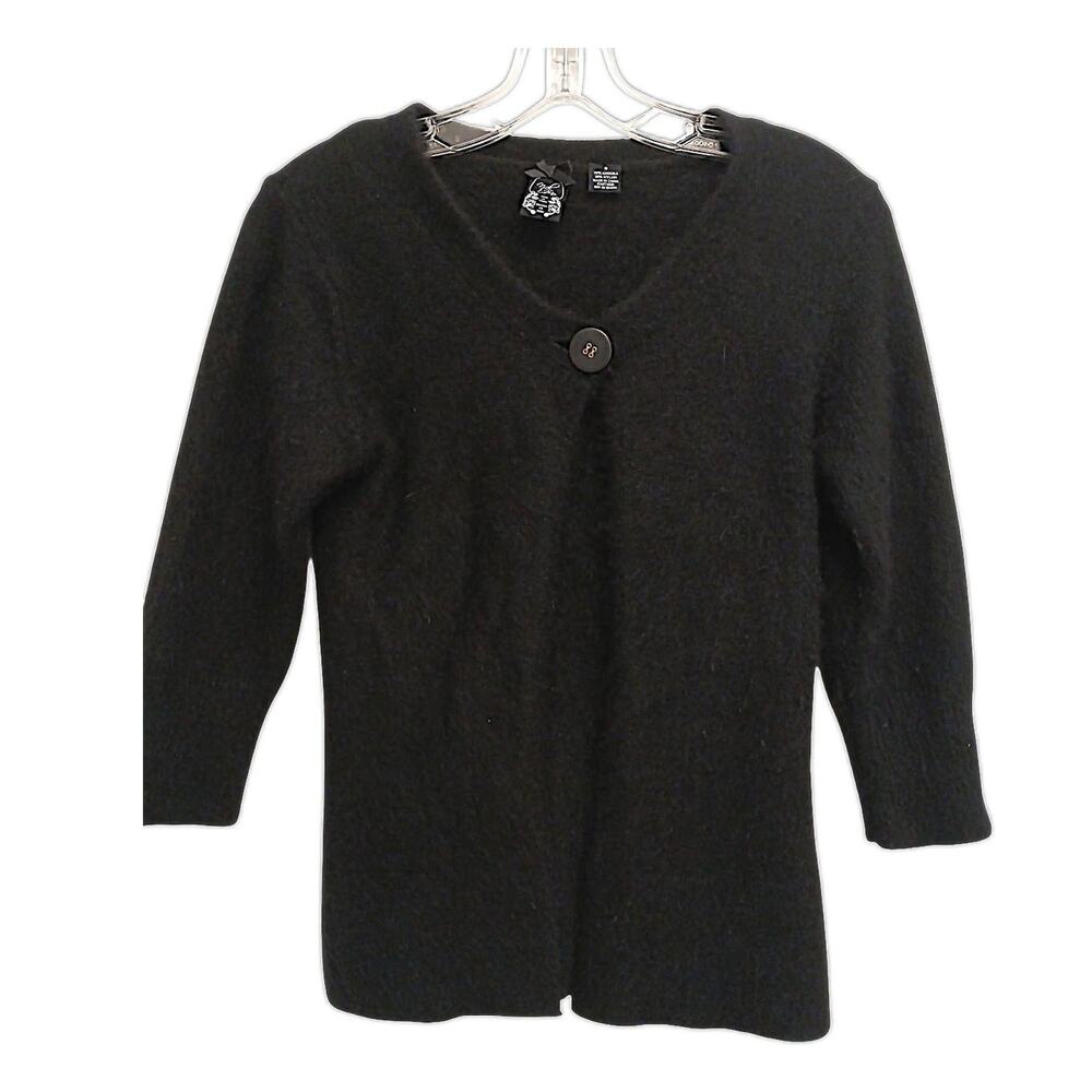 Anthropologie ANGORA‎ Cardigan Size S Black Sweater Nick & Mo Fluffy Whimsigoth